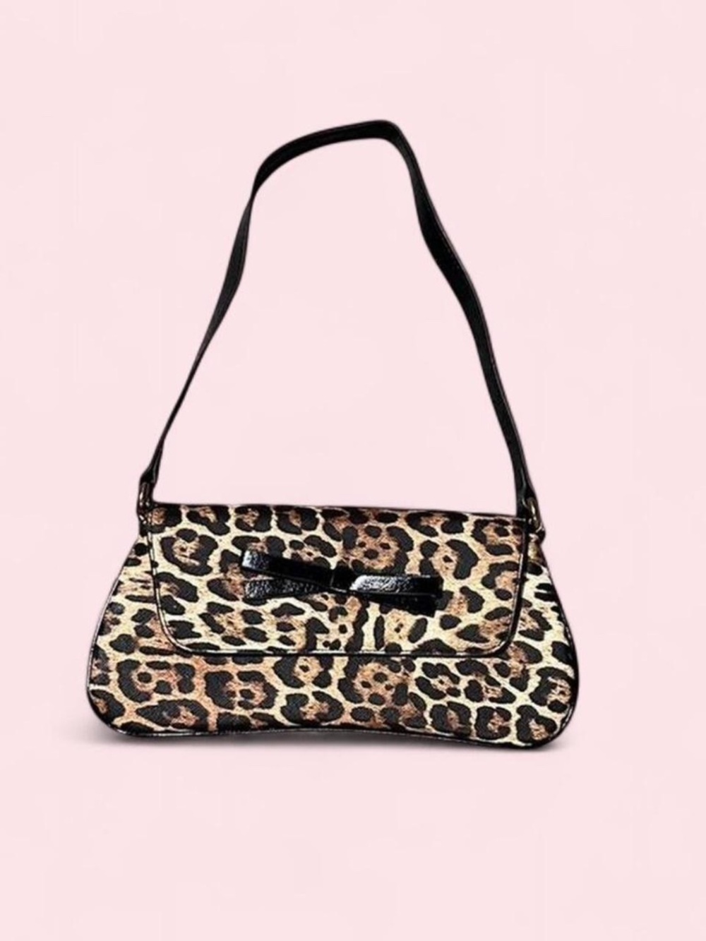 Leopard Print Shoulder Bag with Black Accents